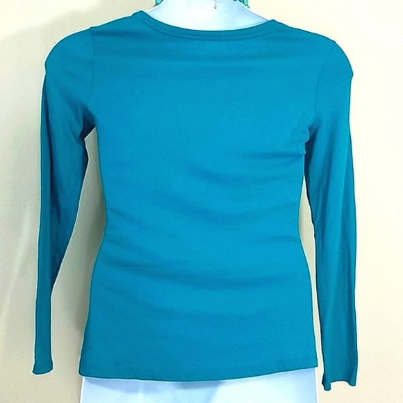 T-shirt long sleeve graphic Print Aqua Blue Emu Whimsical Girl Power Vibe - Picture 3 of 3